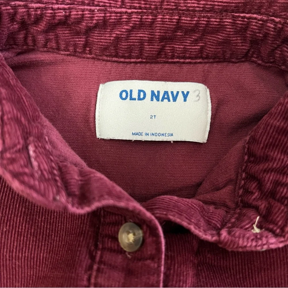 Old Navy Toddler Corduroy Shirt Dress Maroon Size 2T Christmas Holiday Sweet